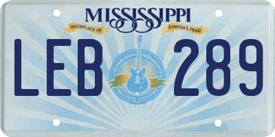 MS license plate LEB289