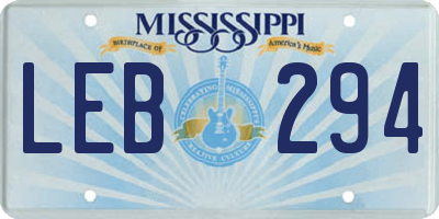 MS license plate LEB294