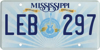 MS license plate LEB297