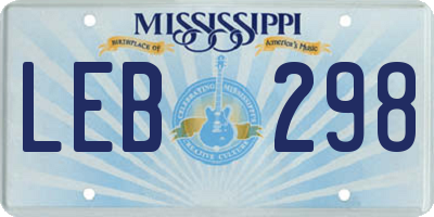 MS license plate LEB298