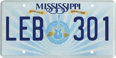 MS license plate LEB301