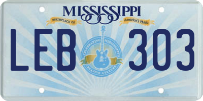 MS license plate LEB303