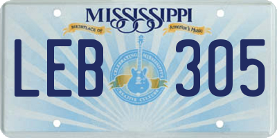 MS license plate LEB305