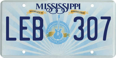 MS license plate LEB307