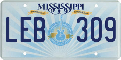 MS license plate LEB309