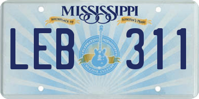 MS license plate LEB311