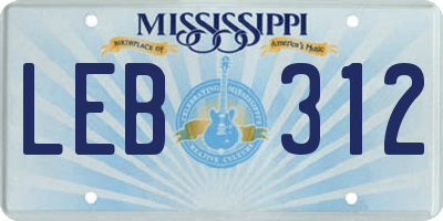 MS license plate LEB312