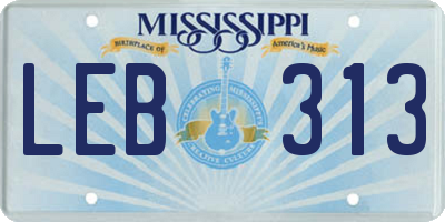 MS license plate LEB313