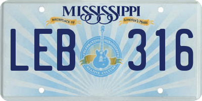 MS license plate LEB316