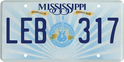 MS license plate LEB317