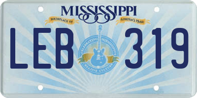 MS license plate LEB319