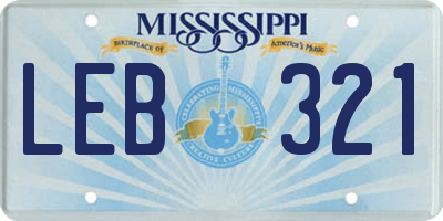 MS license plate LEB321