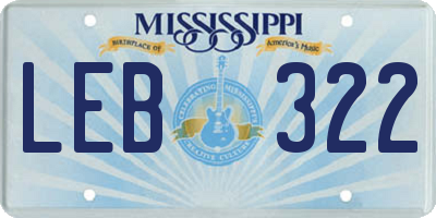 MS license plate LEB322
