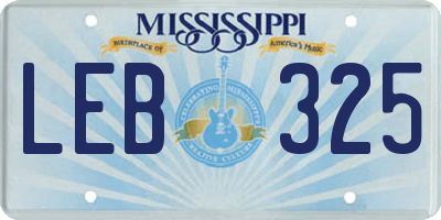 MS license plate LEB325