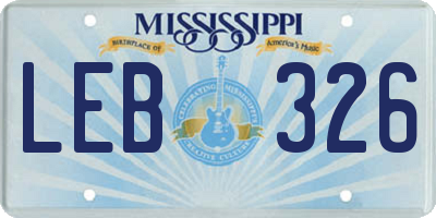 MS license plate LEB326