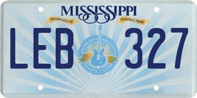 MS license plate LEB327