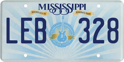 MS license plate LEB328