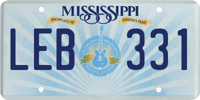 MS license plate LEB331
