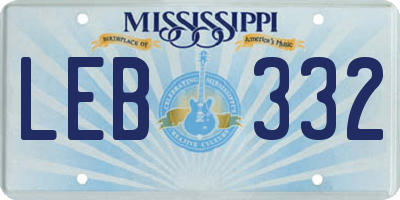 MS license plate LEB332