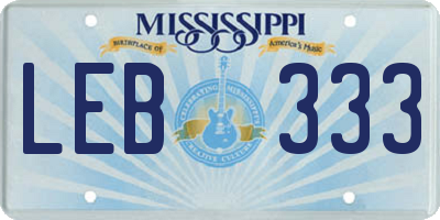 MS license plate LEB333