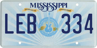 MS license plate LEB334