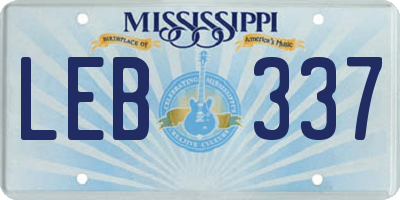 MS license plate LEB337