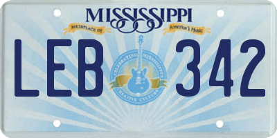 MS license plate LEB342