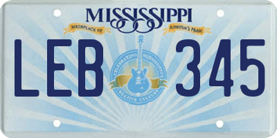 MS license plate LEB345