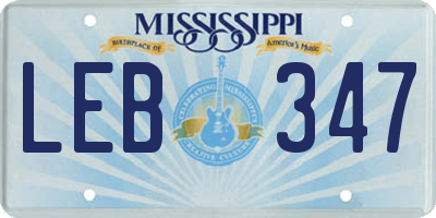 MS license plate LEB347