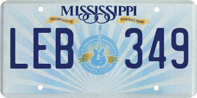 MS license plate LEB349