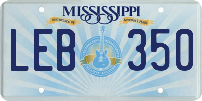 MS license plate LEB350