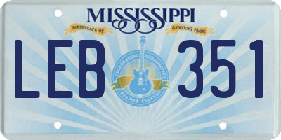 MS license plate LEB351
