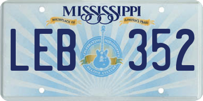 MS license plate LEB352