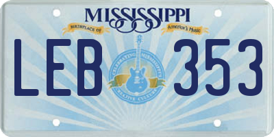 MS license plate LEB353