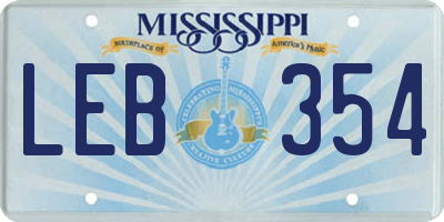 MS license plate LEB354