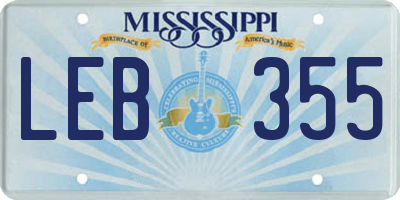 MS license plate LEB355