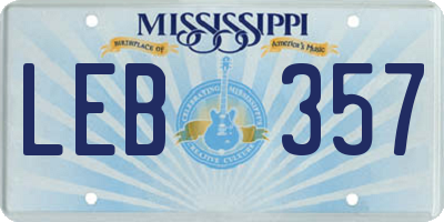 MS license plate LEB357