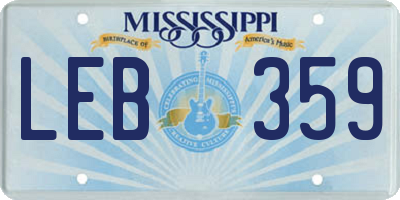 MS license plate LEB359