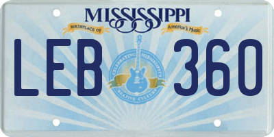 MS license plate LEB360