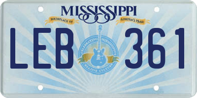 MS license plate LEB361
