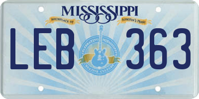 MS license plate LEB363