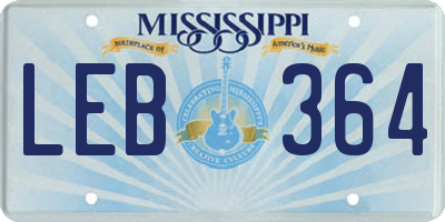 MS license plate LEB364