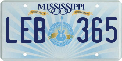 MS license plate LEB365