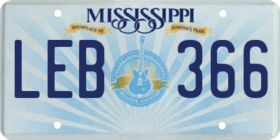 MS license plate LEB366