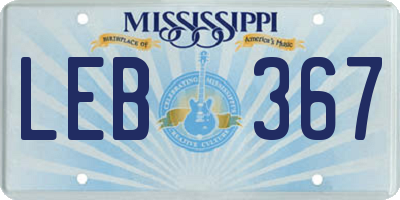 MS license plate LEB367