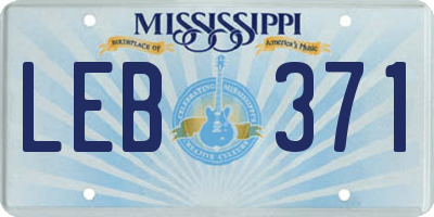 MS license plate LEB371