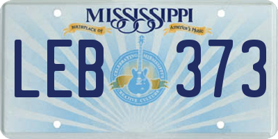 MS license plate LEB373