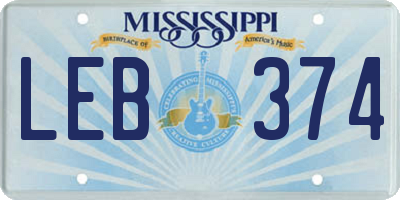 MS license plate LEB374