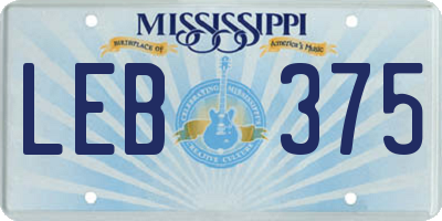 MS license plate LEB375