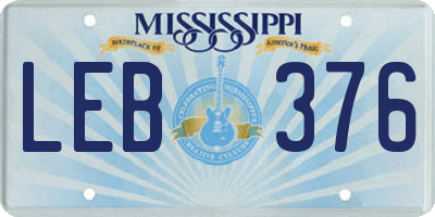 MS license plate LEB376